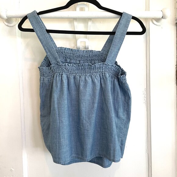 Women's J Crew Chambray Squareneck Smocked Tank Top | Size X Small| Cotton - Picture 3 of 4